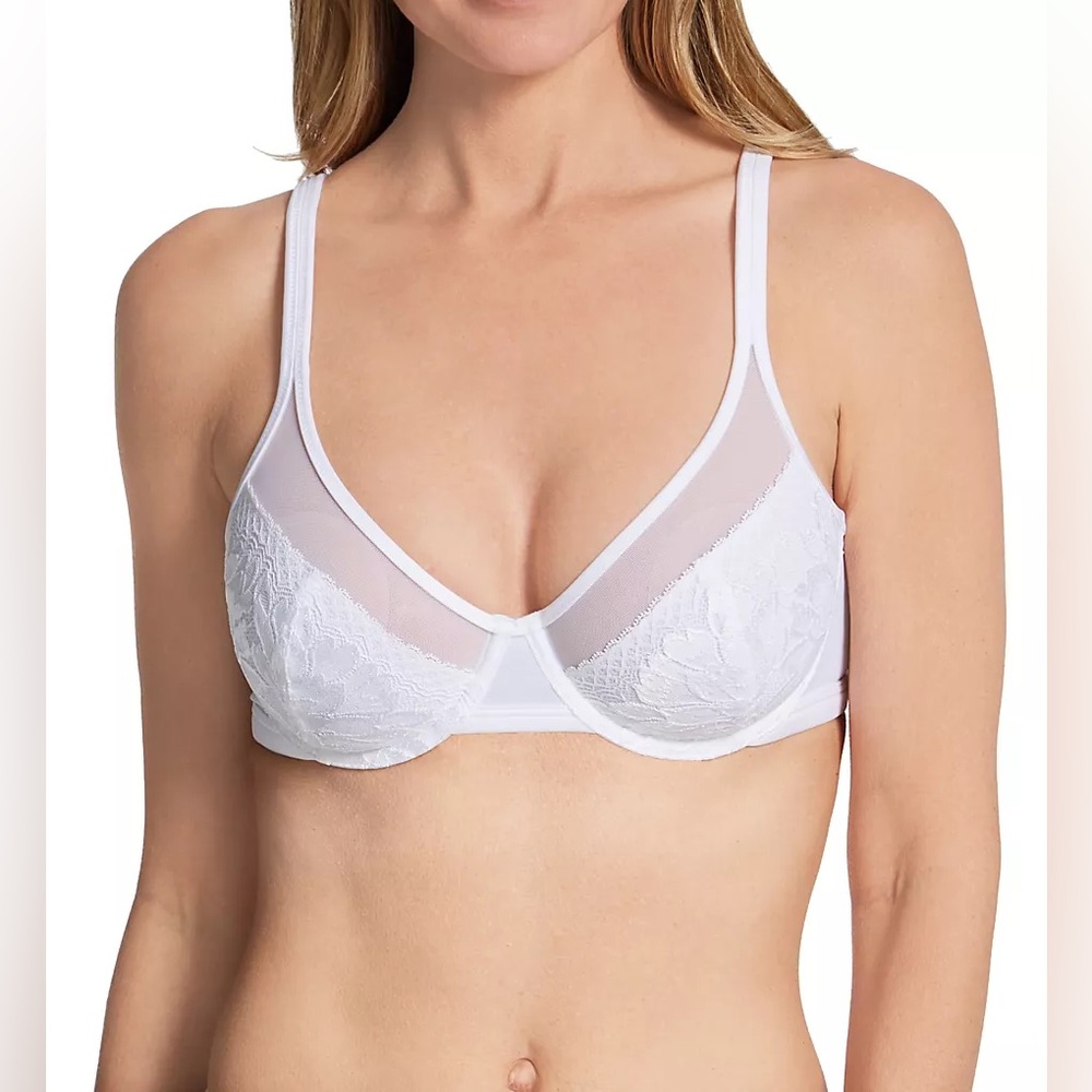 Bali One Smooth U® Lace Minimizer Bra | White | Adj & Conv | Size 38D | NWT